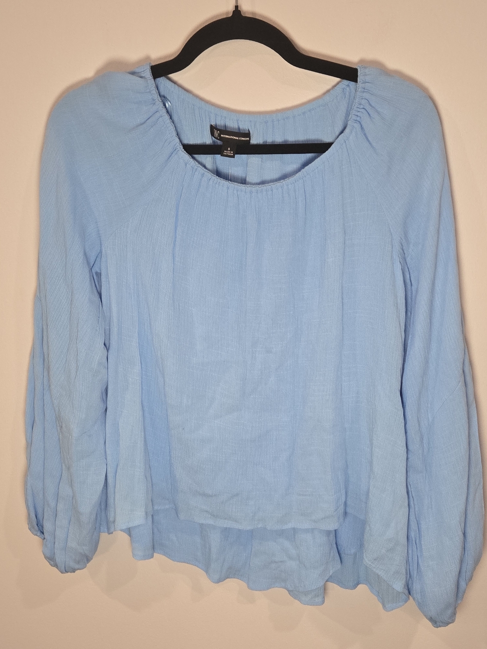 INC Sz Small Blue Long Sleeve Scoop Neck Blouse